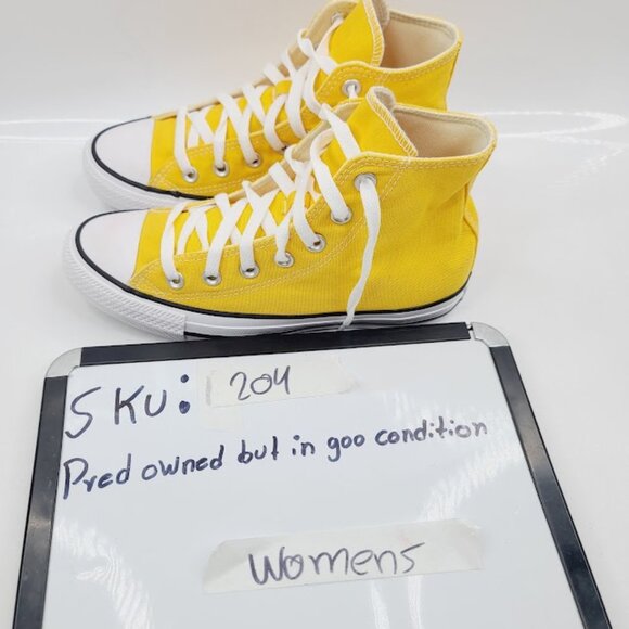 Converse Women's Yellow Chuck Taylor All Star 130125F Mid-Top Sneaker Size 7 - Picture 8 of 8